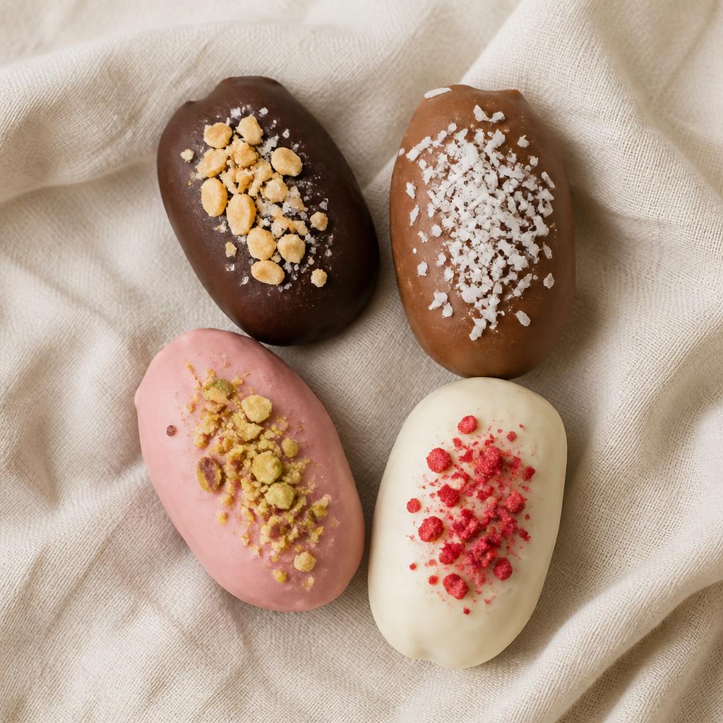 Handmade chocolate covered stuffed Medjool dates